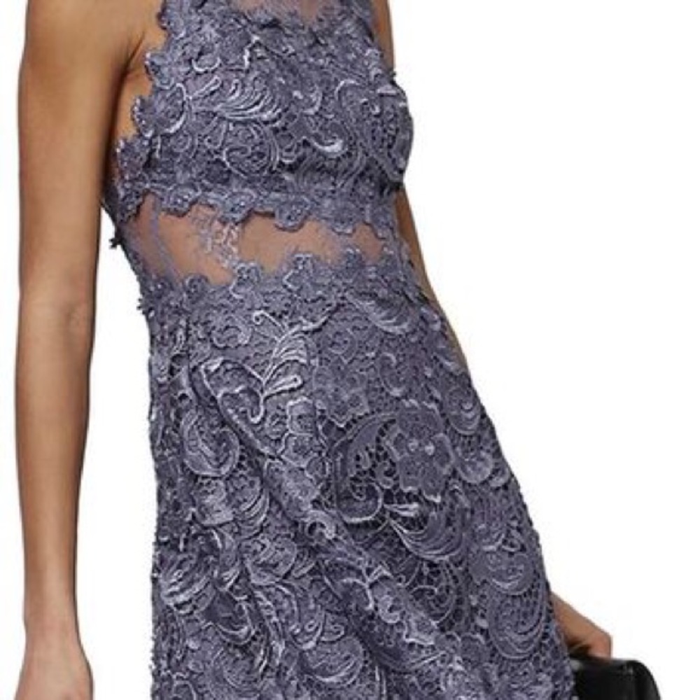 Mesh and Lace Overlay Skater Dress